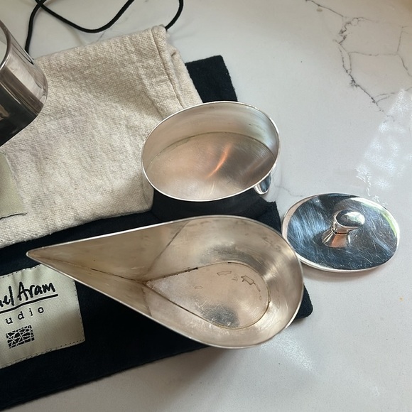 Michael Aram Art Deco Limited 4 Pcs Silver Plated Pitcher Creamer Sugar Bowl - Picture 6 of 16